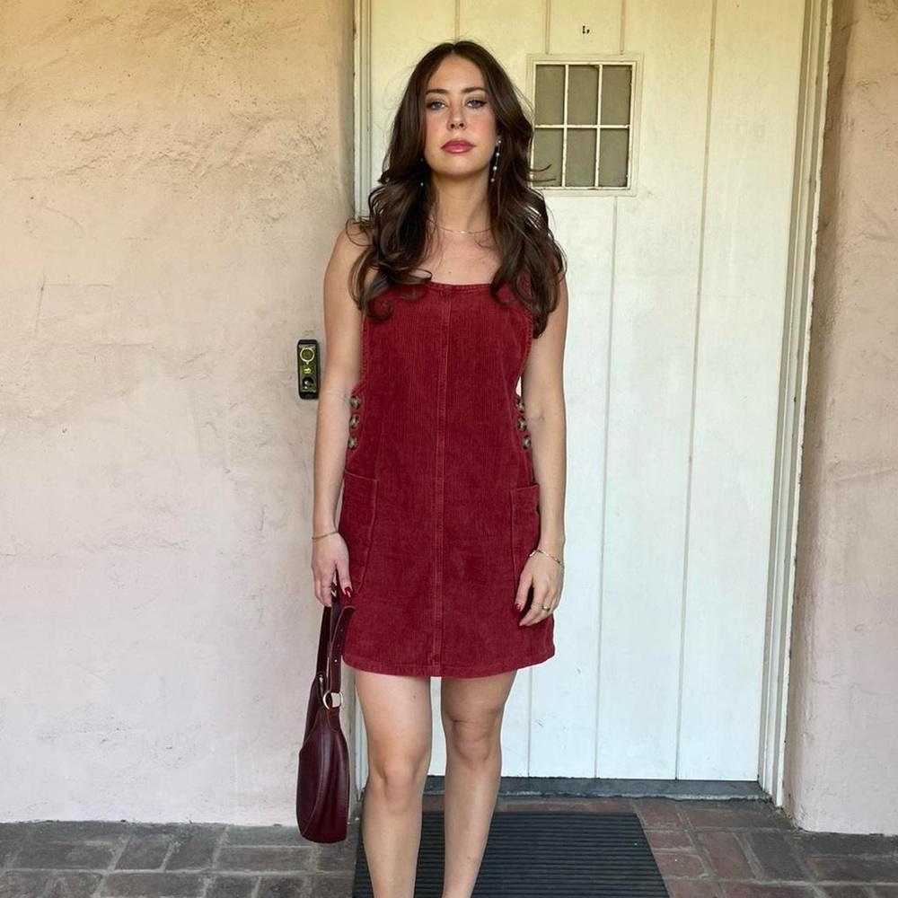 Cotton on Burgundy corduroy mini dress sz small - Picture 1 of 6
